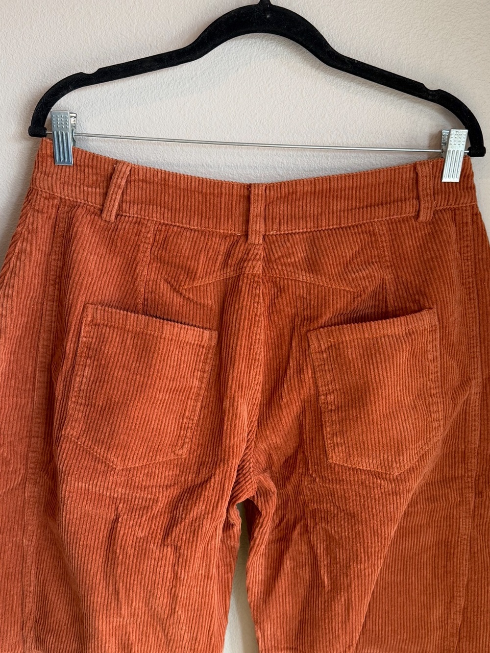 So Me Barrel Pants Size Large Rust Corduroy Cropped Belt Loops Side Pockets New - Picture 8 of 13
